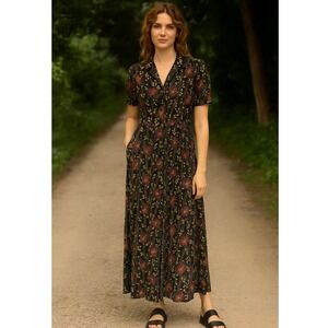 Flax by Jeanne‎ Engelhart Multi Color Maxi Dress Medium